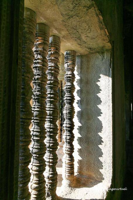 Wood balusters turned from the western gallery, Angkor Wat, Angkor, Cambodia