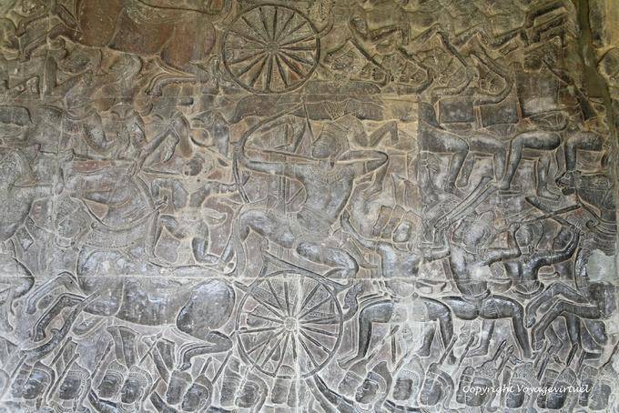 Archer in his chariot into battle, fresco, Angkor Wat, Angkor, Cambodia