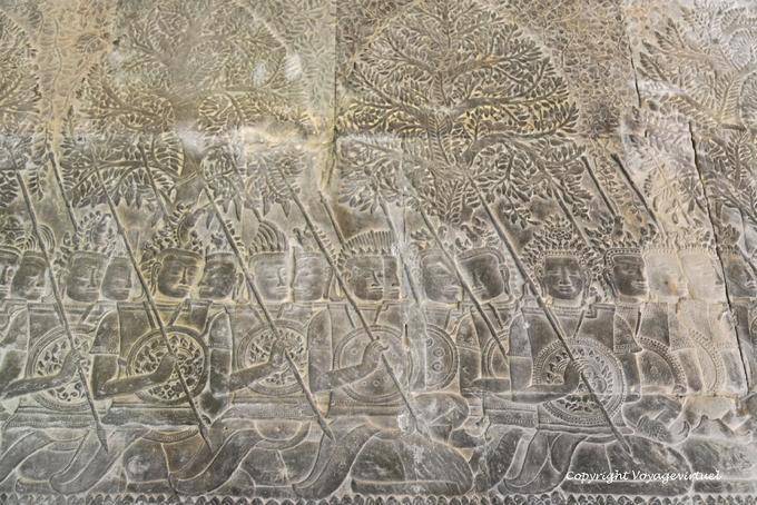 Parade of soldiers, military Suryavarman II, fresco, Angkor Wat, Angkor, Cambodia