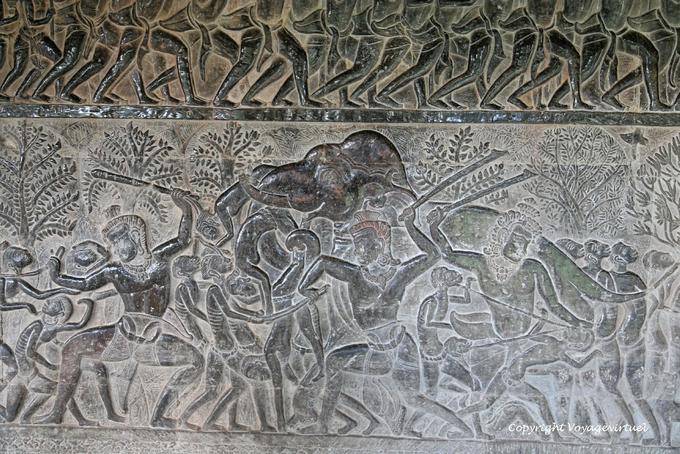 Men sentenced to execution, relief Judgment of the Dead, Angkor Wat, Angkor, Cambodia