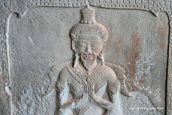Shiva in meditation, relief, demon-king Ravana gallery, Angkor Wat, Angkor, Cambodia