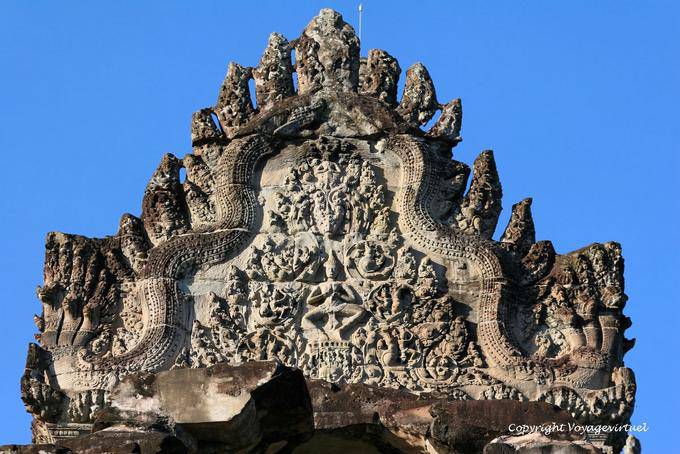 Pediment carved with a tower naga, Angkor Wat, Angkor, Cambodia