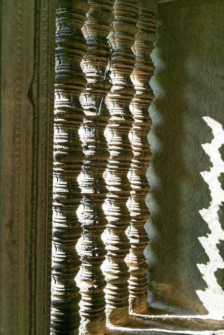 Sun through the balusters, Angkor Wat, Angkor, Cambodia