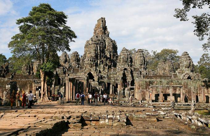 Panorama of the Bayon temple, Angkor Thom, Angkor, Cambodia