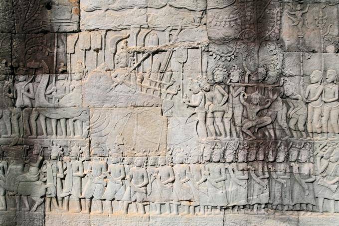 Jayavarman VII relief north gallery Bayon, Angkor Thom, Angkor, Cambodia