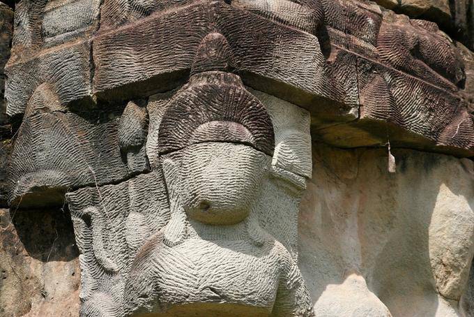 Traces of the chisel of the sculptor, Terrace of the Leper King, Angkor Thom, Angkor, Cambodia