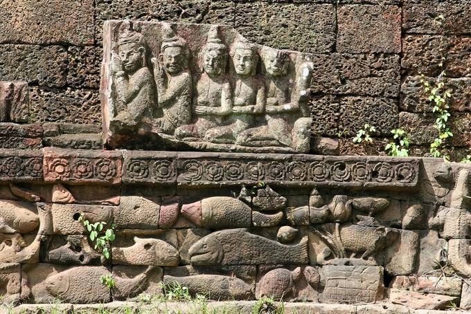 Fish representation frieze, Terrace of the Leper King, Angkor Thom, Angkor, Cambodia
