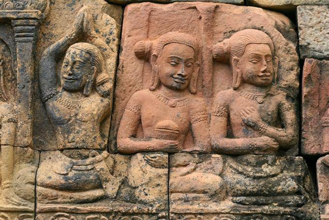 Characters on the north face of the outer wall, Terrace of the Leper King, Angkor, Cambodia