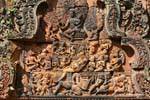 Ffinesse a pediment sculptures, Banteay Srei, Cambodia.