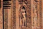 Guardian dvarapala the central sanctuary of Banteay Srei, Cambodia.
