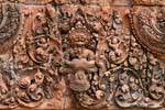 Vishnu torn chest of the king of Asuras, Banteay Srei, Cambodia.