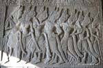 Parade of apsaras with ankle bells, bas-relief, Angkor Wat, Cambodia.