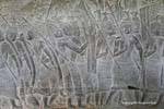 Spears and headdresses for the parade soldiery, fresco, Angkor Wat, Cambodia.