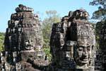 Stone faces overcoming the gallery, Bayon, Angkor Thom, Cambodia.
