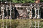 Staircase lined with three-headed elephants tearing lotus, Elephants Terrace, Cambodia.