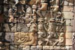 Detail of sculptures from the first basement, terrace Elephants, Cambodia.