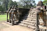 Staircase with three-headed elephant and lotus on trunk, Elephant Terrace, Cambodia.