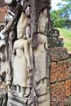 Devatas restored to a corner of the Terrace of the Leper King-Thom, Cambodia.