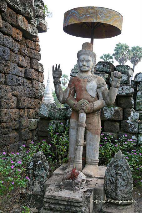 Shiva statue with four arms and armed with a club, Wat Nokor, Kampong Cham - Cambodia