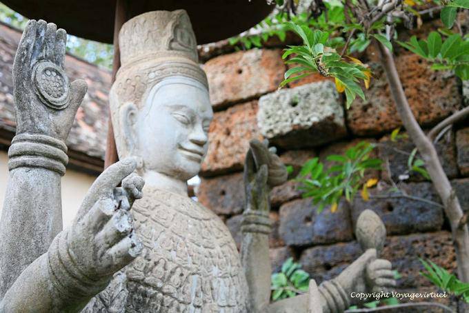 Torso and hands of Vishnu, friendly form of Shiva, Wat Nokor, Kampong Cham - Cambodia