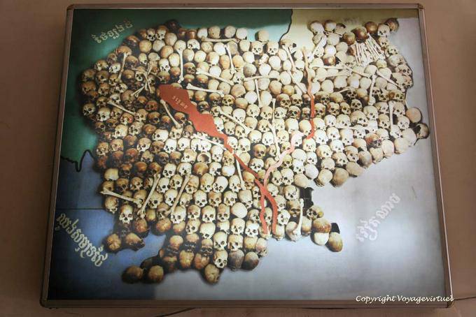 Cambodia shown with skulls, Tuol Sleng, Phnom Penh - Cambodia