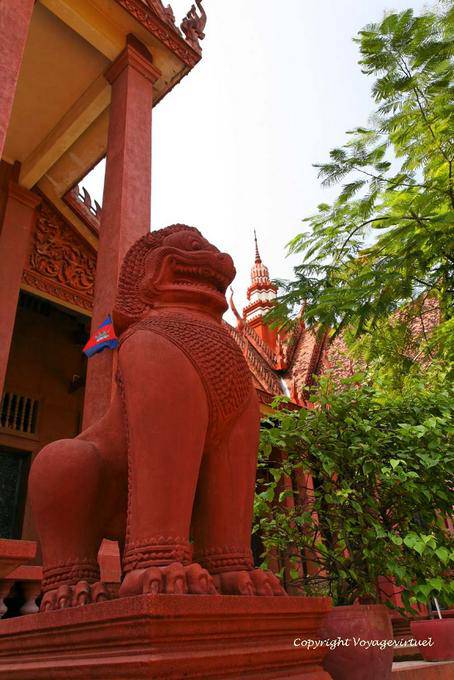 Lion guard at the entrance of the museum in Phnom Penh - Cambodia