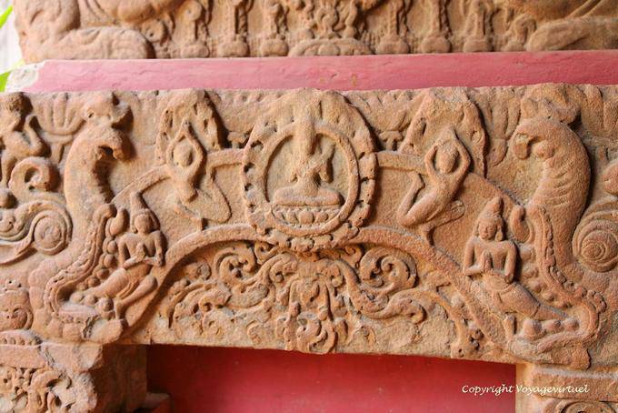 Fragment of a lintel style Sambor Prei Kuk Museum in Phnom Penh - Cambodia