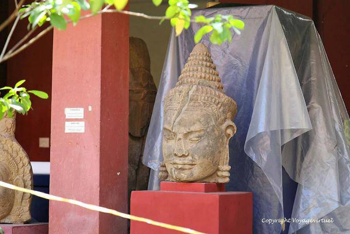 Vintage stone head Khmer Museum Phnom Penh - Cambodia