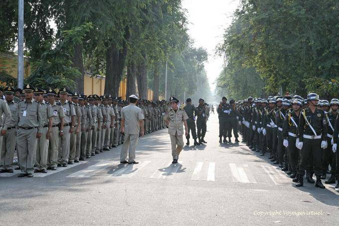 Preparation of the military review on Samdach Sothearos Blvd, Phnom Penh - Cambodia