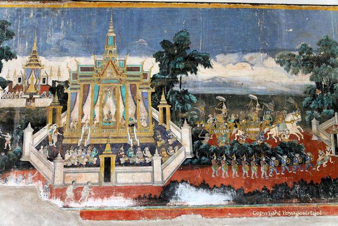 Fresco Ramaketi, Outdoor gallery, Phnom Penh Palace - Cambodia