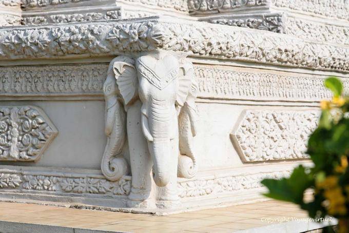 Elephant at the corner of Royal Stupa Norodom Suramarit, Wat Preah Keo, Phnom Penh - Cambodia