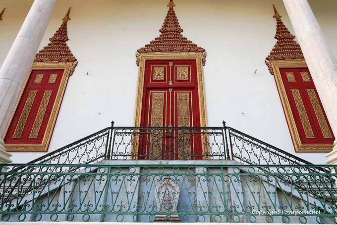 Decorative door and window of the Silver Pagoda, Wat Preah Keo, Phnom Penh - Cambodia