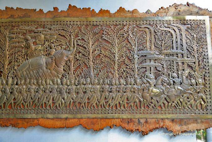 Fresco carved in metal, Wat Preah Keo, Phnom Penh - Cambodia