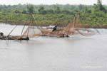 Fishing nets (plaice) on the river, Phumi Chlong, Cambodia.