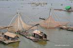 Fishing rafts rocker net Phumi Chhlong, Cambodia.