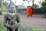 Statue Dvarapala, guardian of the temple, Wat Nokor, Kampong Cham, Cambodia.