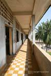 Exterior corridor of the second floor, Khmer genocide museum, Phnom Penh, Cambodia.