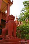 Lion guard at the entrance of the museum in Phnom Penh, Cambodia.