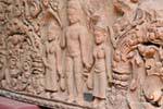 Close-up on the center of a lintel Baphuon style, Kampong Thom, Phnom Penh Museum, Cambodia.