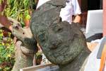 Antique statue arrived at the restoration of the national museum shop, Phnom Penh, Cambodia.