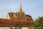 Behind the wall, the roof of the Silver Pagoda, Royal Palace (Phnom Penh), Cambodia.
