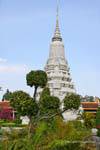 Topiary before stupa garden Wat Preah Keo, Phnom Penh, Cambodia.