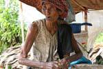 Portrait of a very old Khmer around Kampong Luong, Cambodia.