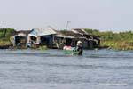 Microwave floating village on Tonle Sap Lake, Cambodia.