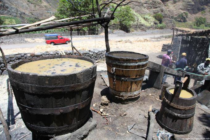Steps in the preparation of grogue, Santo Antão, Lombo Pico Xoxo - Cape Verde