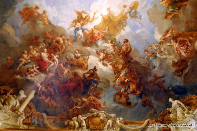 Detail of the ceiling of the Hercules Salon, Versailles