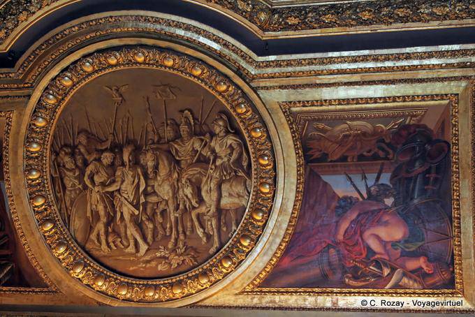 Detail of the ceiling of the Mars Salon, Versailles