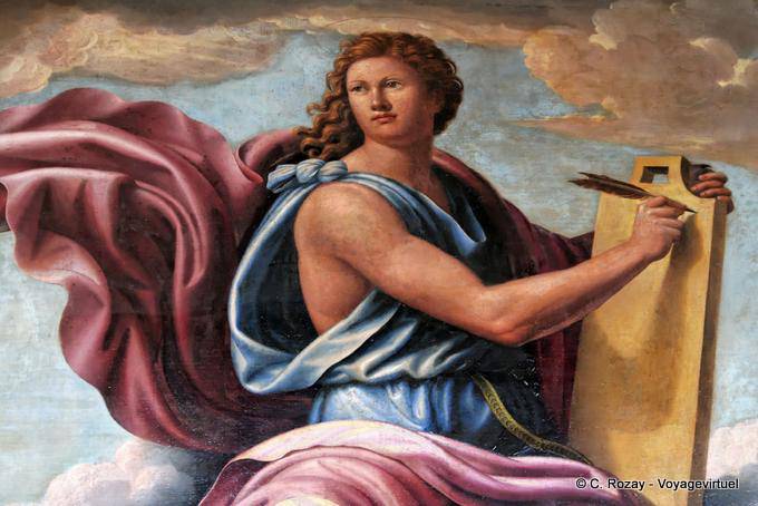 Fragment of the painting King David playing the harp Domenichino, Versailles