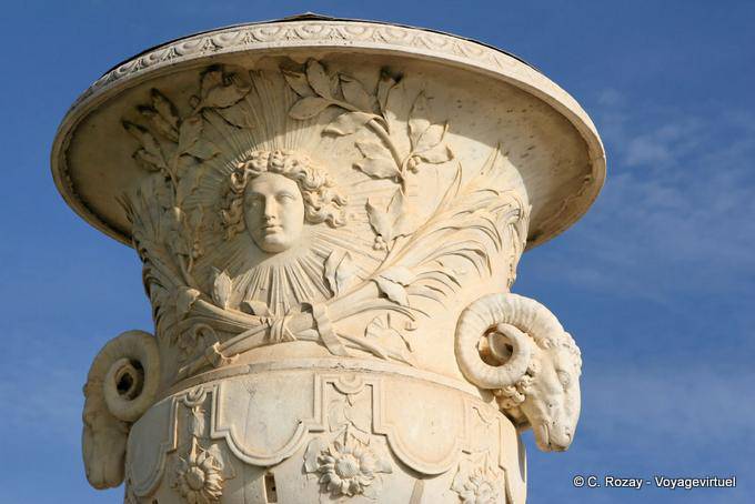 The vase of the sun with head of the god Apollo, Versailles