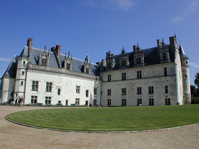 Facades of Château d'Amboise, garden, France.